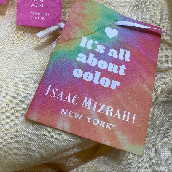 Isaac Mizrahi New York 100% Linen Yellow Sleeveless Cottagecore Top Blou… - Picture 8 of 13